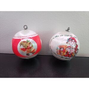Vtg 1970s Unbreakable Spun Satin Christmas Ornaments